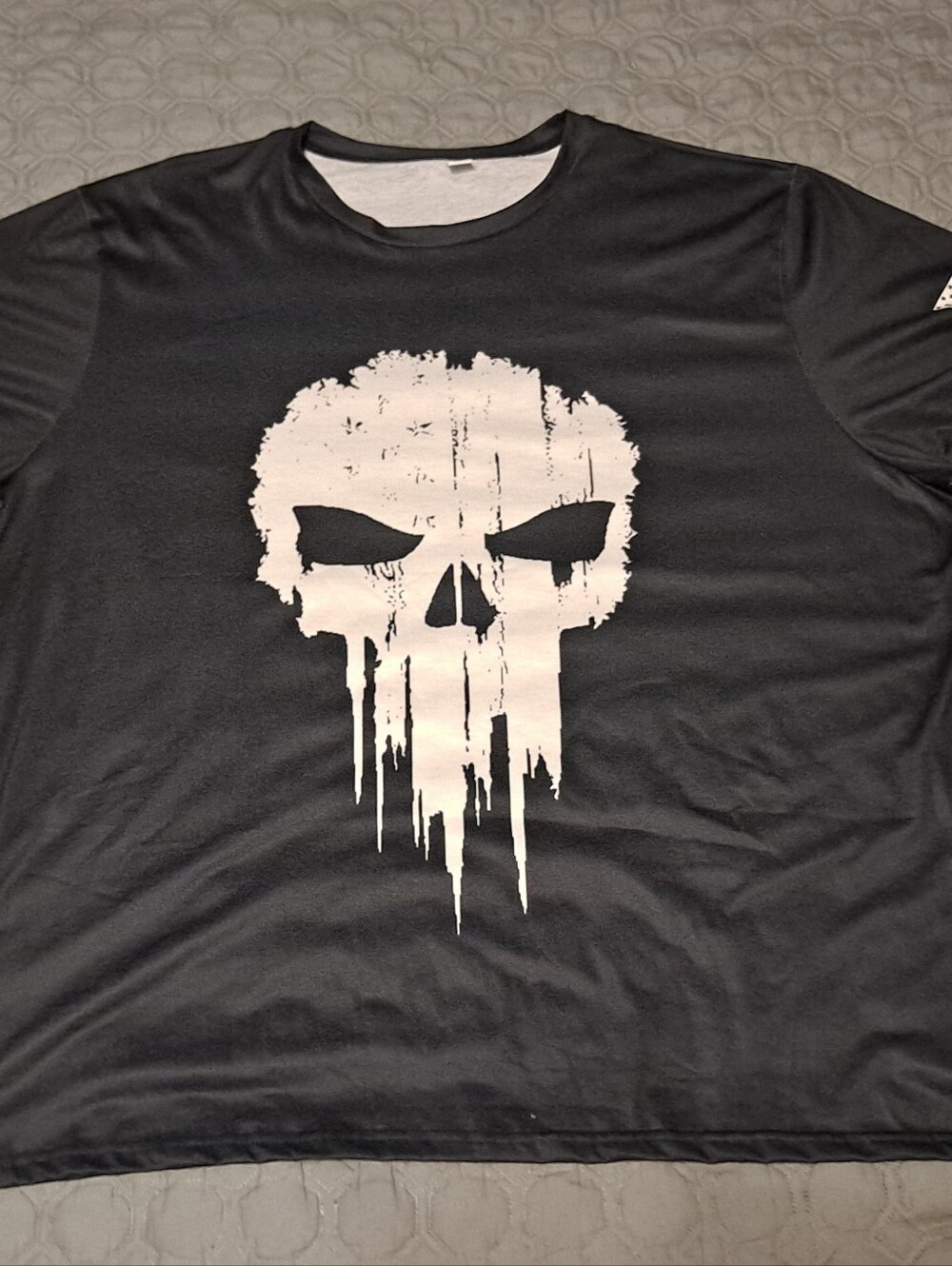 Mens 6 XL Black Graphic Skull Crew Neck T-Shirt Polyester